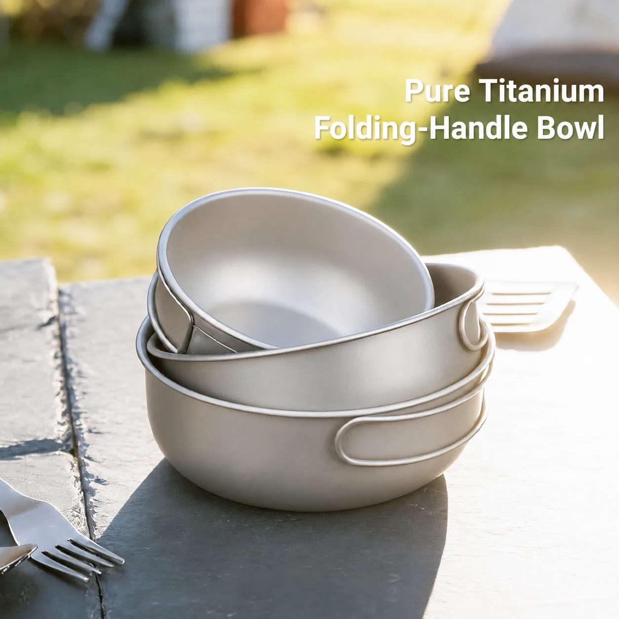 700ml single wall titanium cook bowl direct flame heating stackable tableware
