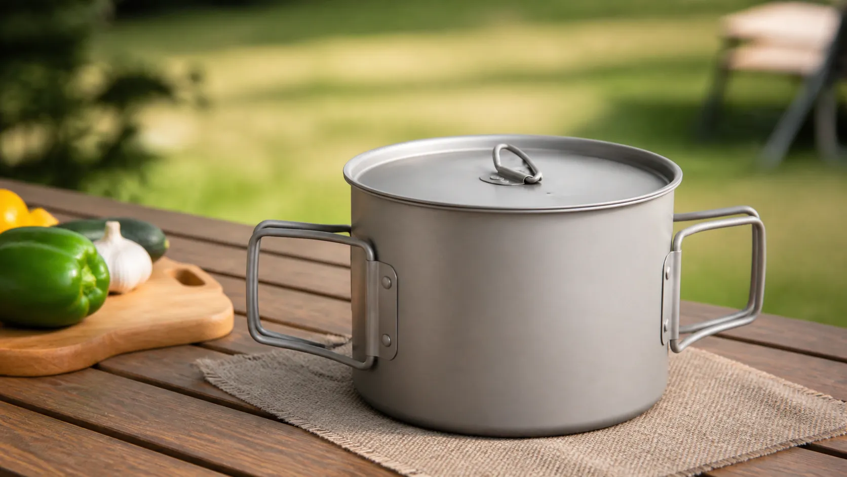 Pure Titanium Camping Soup Pot 1 6L Double Handle