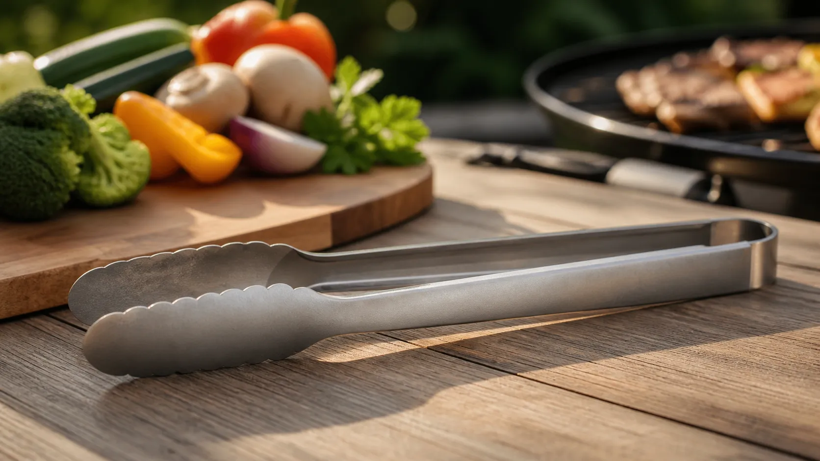 235mm Pure Titanium Stonewashed BBQ Tongs for Camping Steak