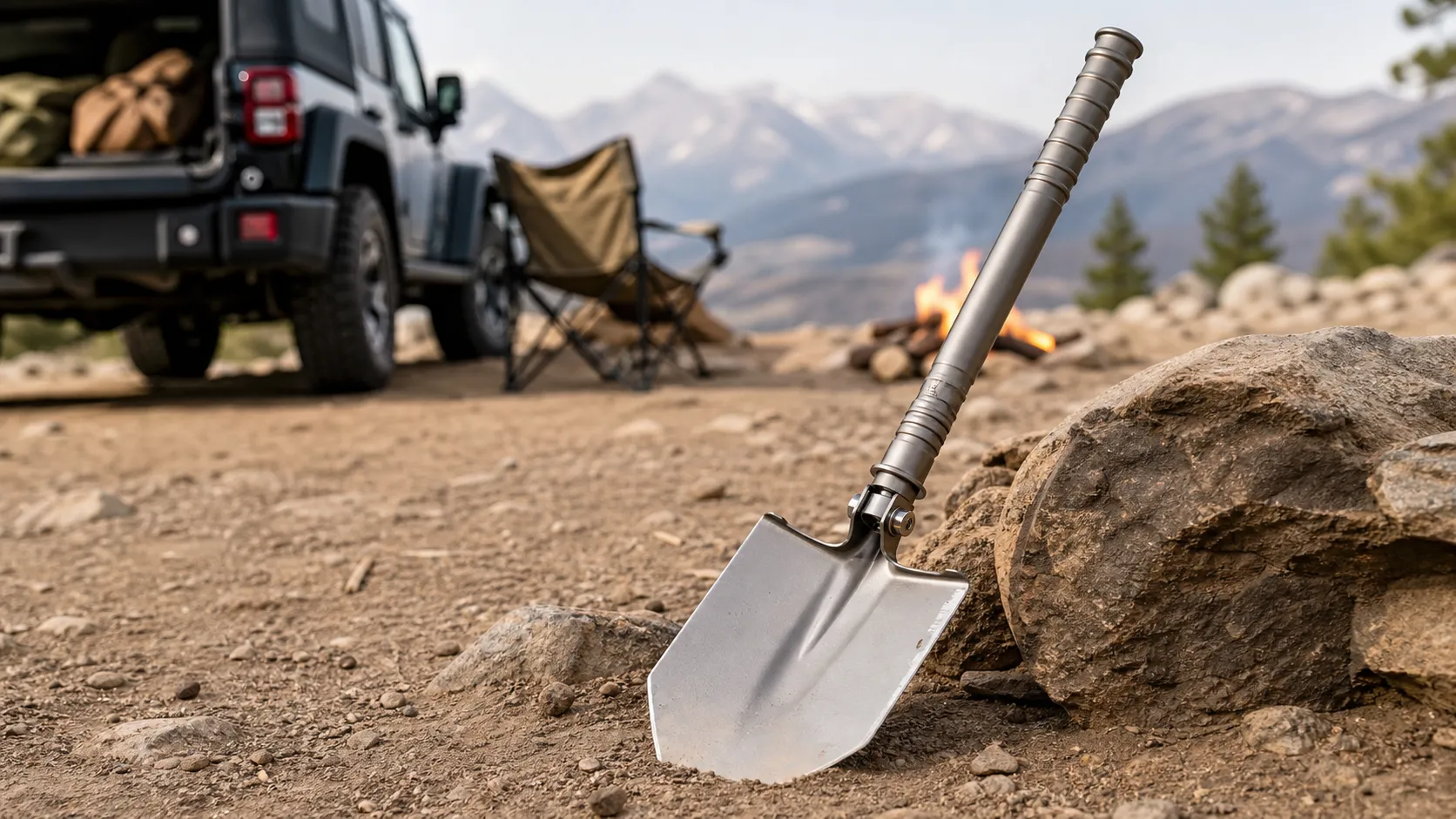Pure Titanium Lightweight Multi Function Camping Shovel